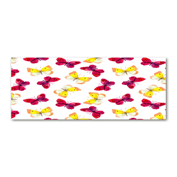 Quadro in vetro acrilico Farfalle e fiori