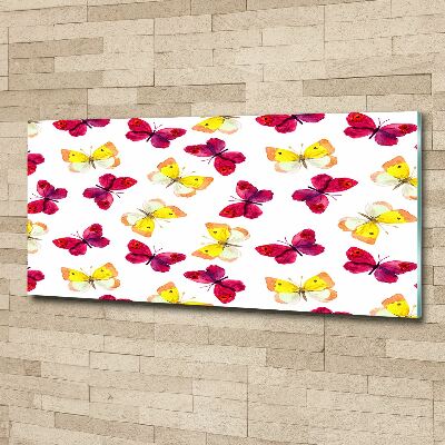 Quadro in vetro acrilico Farfalle e fiori