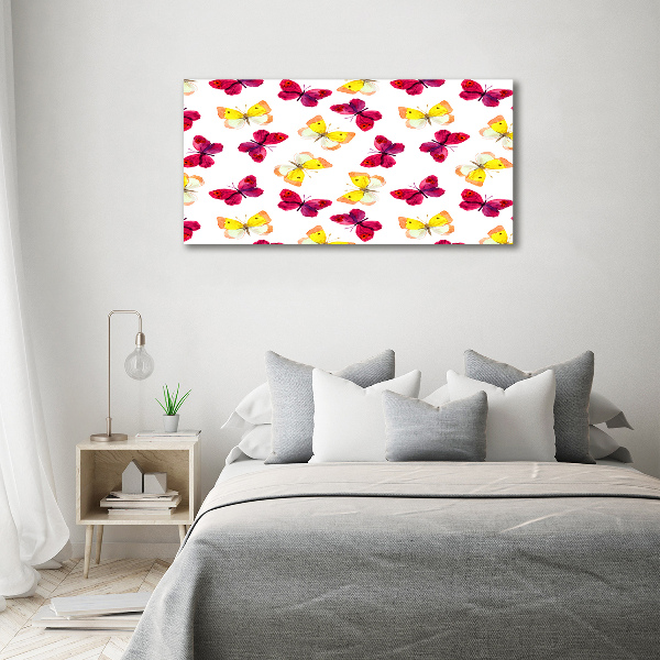 Quadro in vetro acrilico Farfalle e fiori