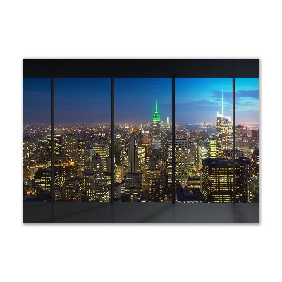 Quadro su vetro acrilico New York di notte