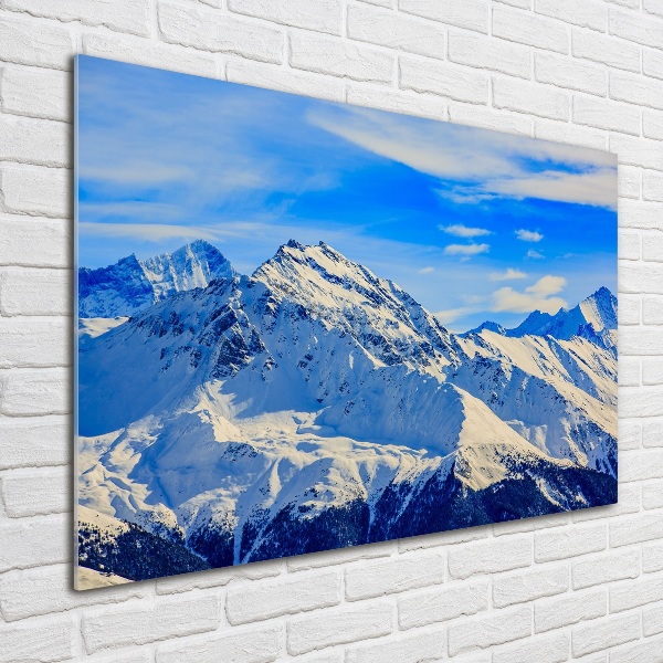 Quadro su vetro acrilico Le Alpi in inverno