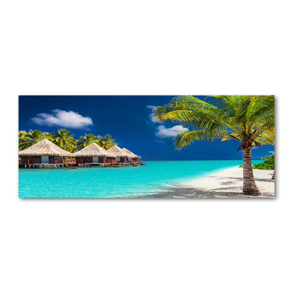 Quadro su vetro acrilico Bungalow alle Maldive