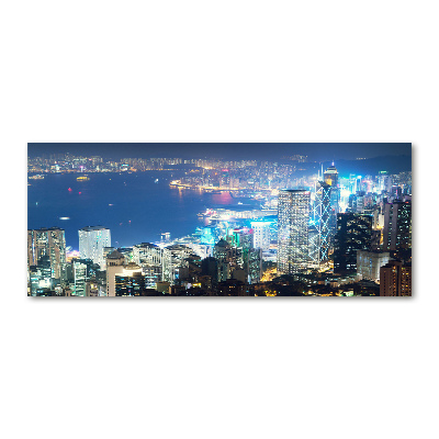 Quadro in vetro acrilico Hong Kong di notte