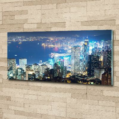 Quadro in vetro acrilico Hong Kong di notte
