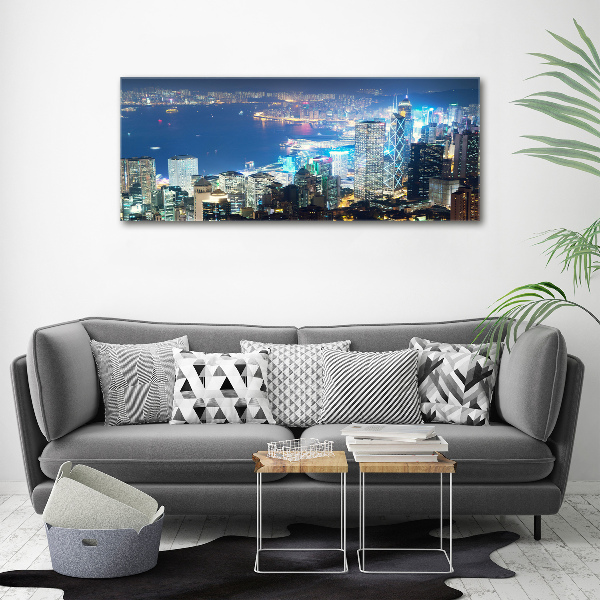 Quadro in vetro acrilico Hong Kong di notte