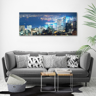 Quadro in vetro acrilico Hong Kong di notte