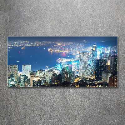 Quadro in vetro acrilico Hong Kong di notte