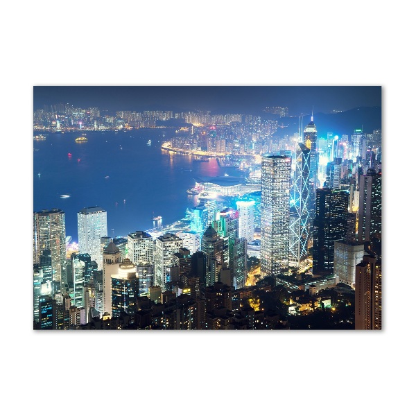 Quadro in vetro acrilico Hong Kong di notte