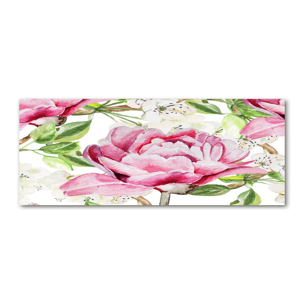 Quadro in vetro acrilico Peonie