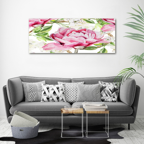 Quadro in vetro acrilico Peonie