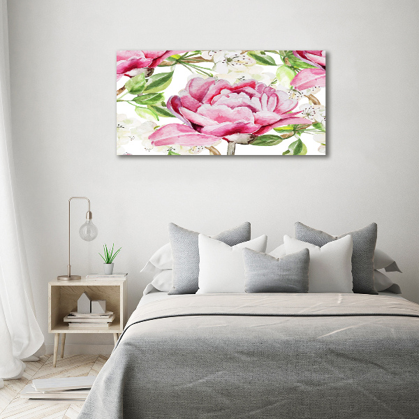 Quadro in vetro acrilico Peonie