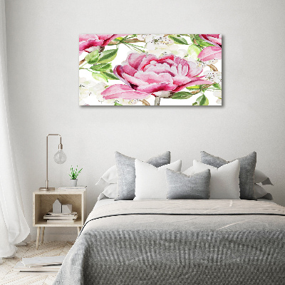 Quadro in vetro acrilico Peonie