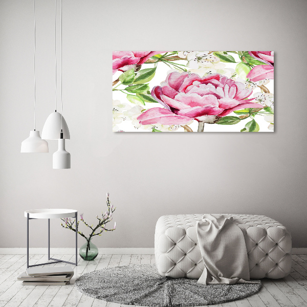 Quadro in vetro acrilico Peonie