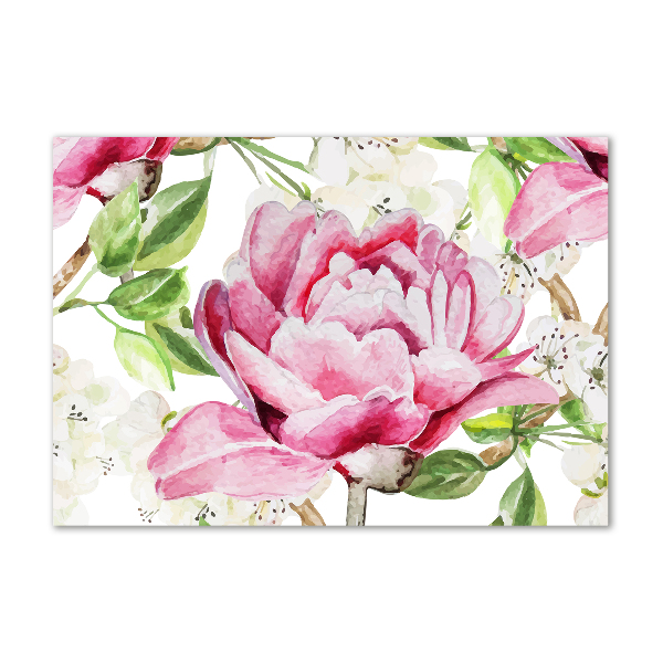 Quadro in vetro acrilico Peonie