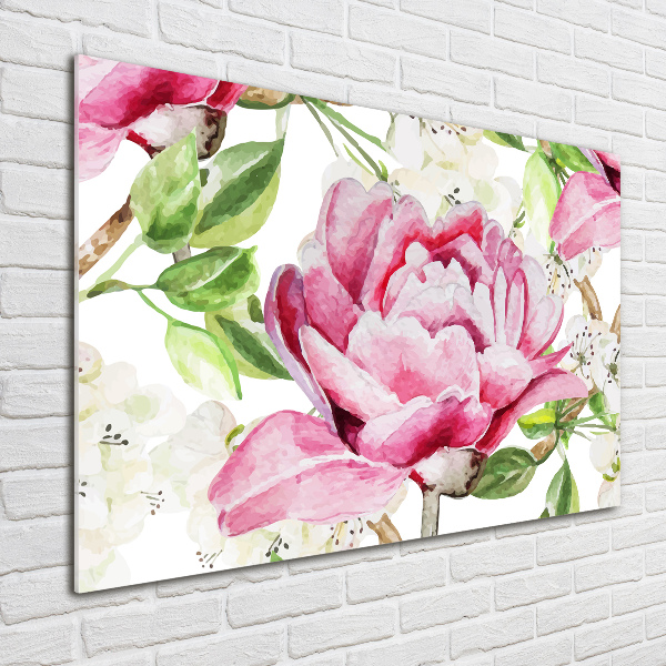 Quadro in vetro acrilico Peonie