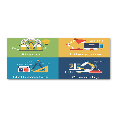 Quadro in vetro acrilico Materie scolastiche
