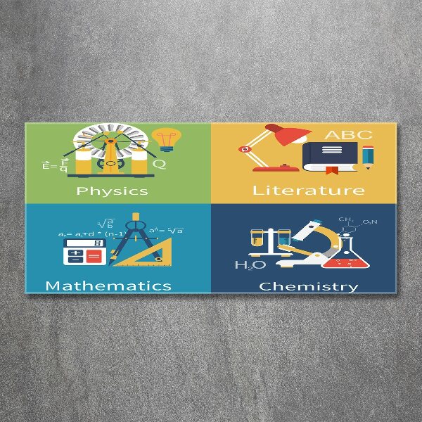 Quadro in vetro acrilico Materie scolastiche