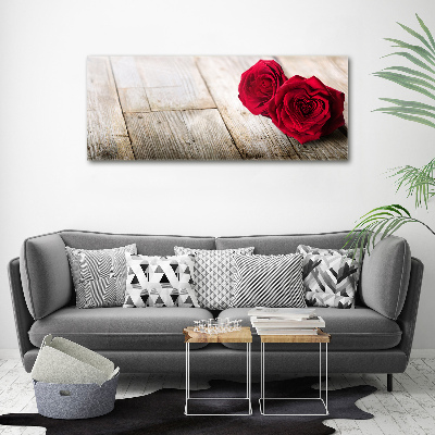 Quadro in vetro acrilico Rose su legno