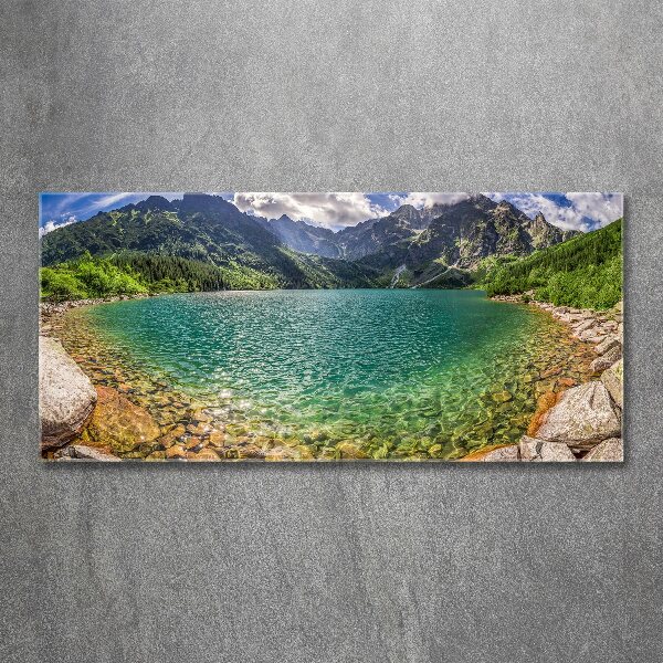 Quadro in vetro acrilico Lago tra le montagne