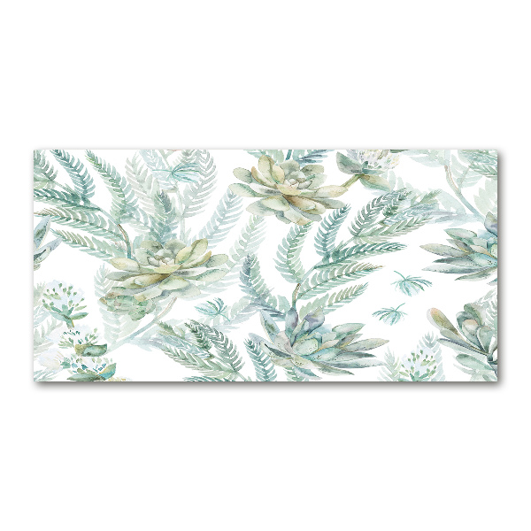 Quadro vetro acrilico Fiori e foglie