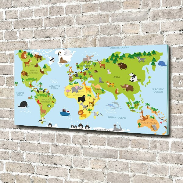 Quadro in vetro acrilico Mappa degli animali