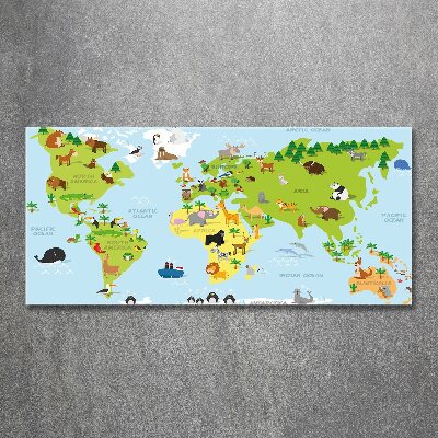 Quadro in vetro acrilico Mappa degli animali