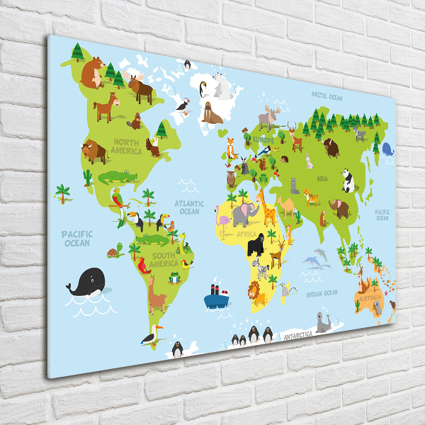 Quadro in vetro acrilico Mappa degli animali