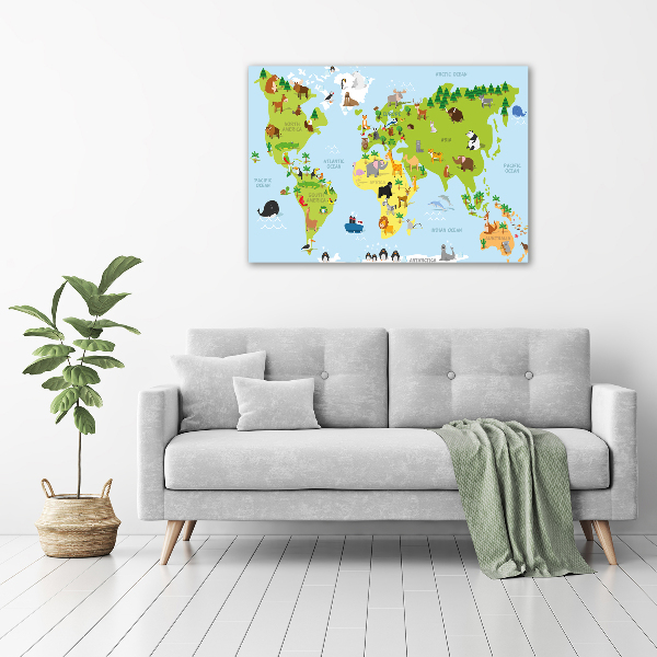 Quadro in vetro acrilico Mappa degli animali