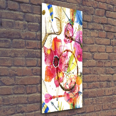 Quadro vetro acrilico verticale Fiori in stile boho