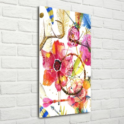 Quadro vetro acrilico verticale Fiori in stile boho