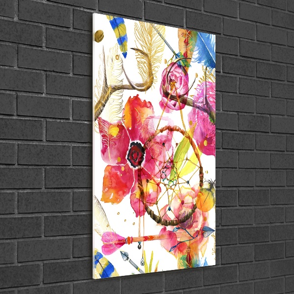 Quadro vetro acrilico verticale Fiori in stile boho
