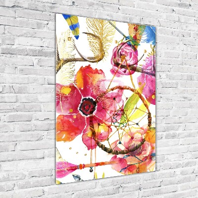 Quadro vetro acrilico verticale Fiori in stile boho