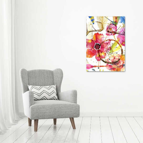 Quadro vetro acrilico verticale Fiori in stile boho