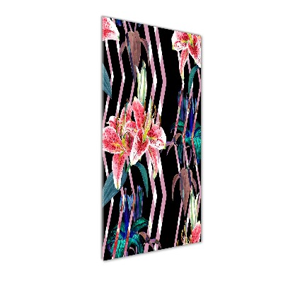 Quadro stampa su vetro acrilico verticale Sfondo di gigli