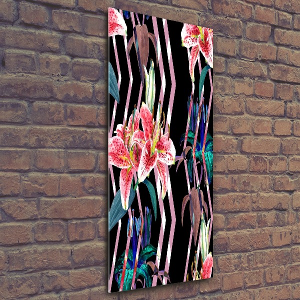 Quadro stampa su vetro acrilico verticale Sfondo di gigli