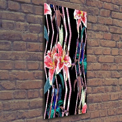 Quadro stampa su vetro acrilico verticale Sfondo di gigli