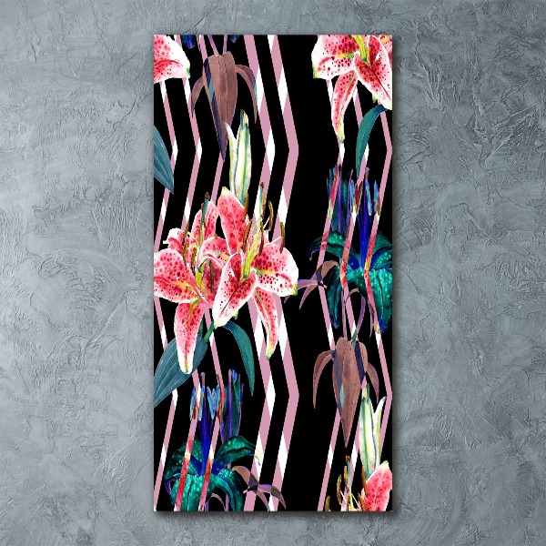 Quadro stampa su vetro acrilico verticale Sfondo di gigli