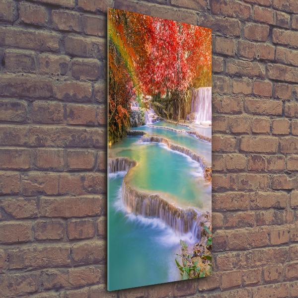 Quadro in vetro acrilico verticale Cascata in autunno