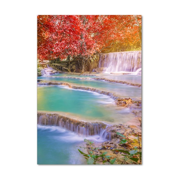 Quadro in vetro acrilico verticale Cascata in autunno