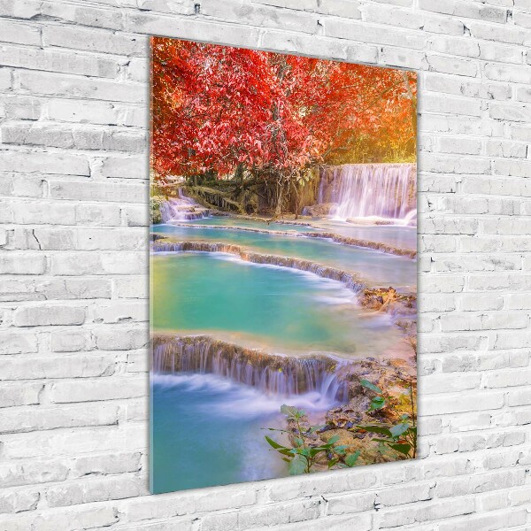 Quadro in vetro acrilico verticale Cascata in autunno