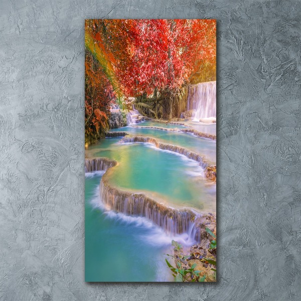 Quadro in vetro acrilico verticale Cascata in autunno