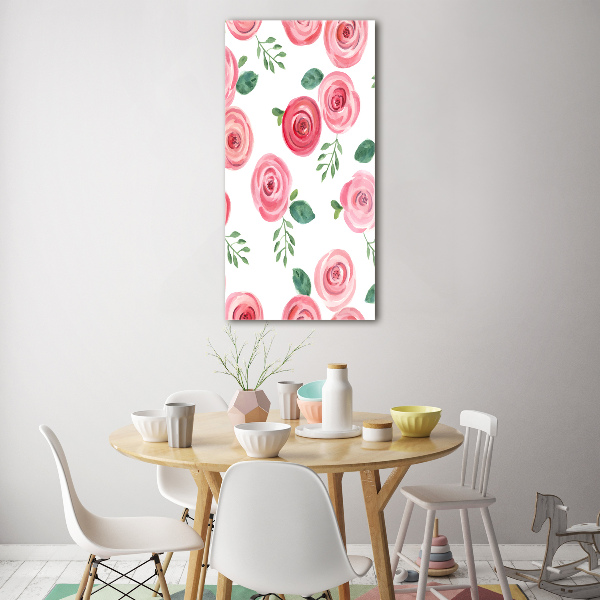 Quadro acrilico verticale Rose rosa