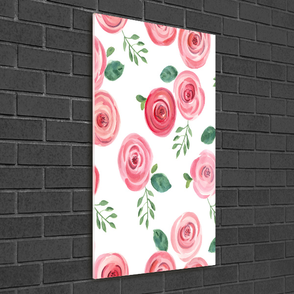Quadro acrilico verticale Rose rosa