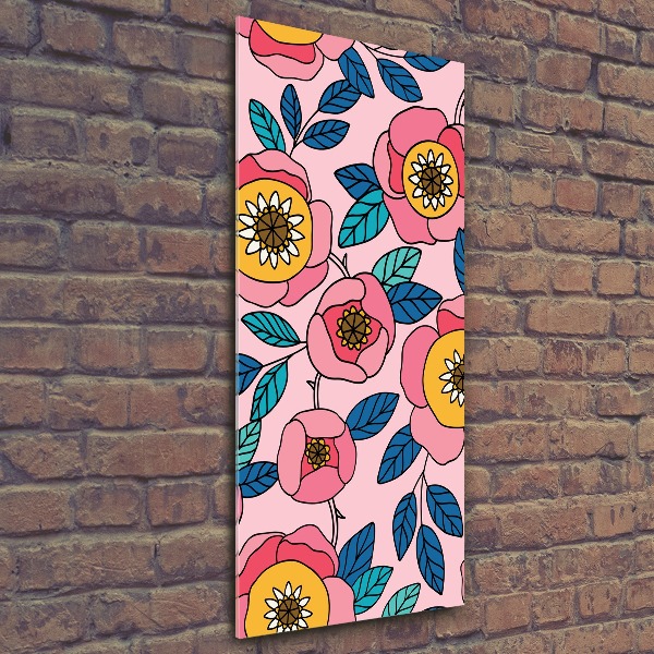 Quadro stampa su vetro acrilico verticale Fiori colorati