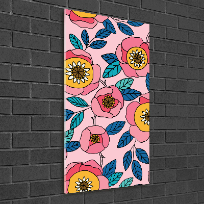 Quadro stampa su vetro acrilico verticale Fiori colorati