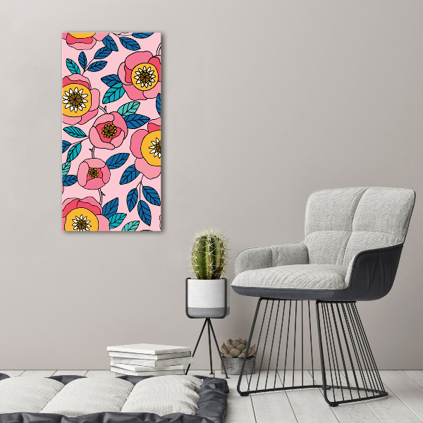 Quadro stampa su vetro acrilico verticale Fiori colorati