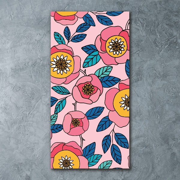 Quadro stampa su vetro acrilico verticale Fiori colorati