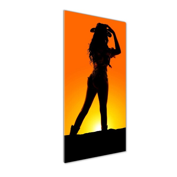 Quadro stampa su vetro acrilico verticale Silhouette da cowgirl