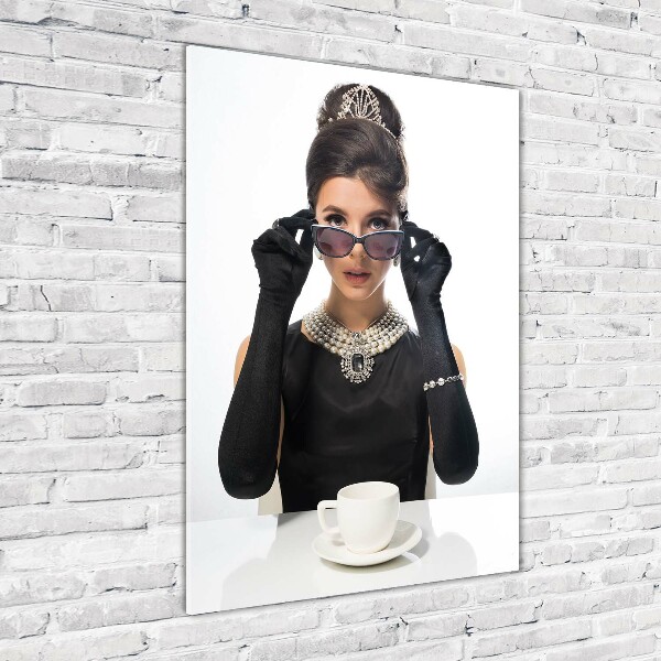 Quadro acrilico verticale Donna con gli occhiali