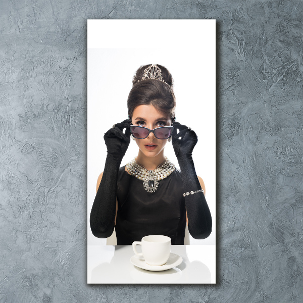 Quadro acrilico verticale Donna con gli occhiali